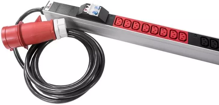 Блок розеток ЦМО R-3x16-48C13-I-1420-3-3PN вертикальный, Rem-3x16, 3 фазы 16A, инд, 48*C13, 1420 мм, вх IEC 309, шнур 3 м