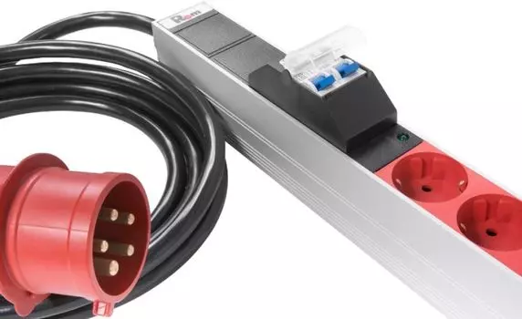 Блок розеток ЦМО R-3x32-24S-A-I-1820-3-3PN вертикальный, Rem-3x32, 3 фазы 32A, 6 авт, инд, 24 S, 1820 мм, IEC 309, шнур 3 м