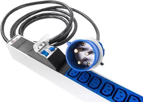 Блок розеток ЦМО R-MC1-32-24C13-6C19-A-MI-1420-3-2P вертикальный, мониторинг, измерение, 1 фаза 32A, авт, 24*C13, 6*C19, 1420 мм, вх IEC 309, шнур 3м