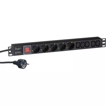 Блок розеток Exegate ServerPro PDU-19H009 Al-5C135S-EU2.5CU-SW EX280867RUS (19", 1U, Алюминий, 5 IEC 320 C13, 5 Schuko, кабель с евровилкой VDE-250V-1