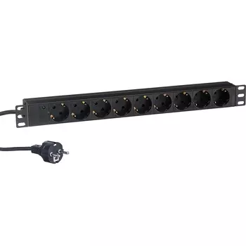 Блок розеток Exegate ServerPro PDU-19H902 Al-9S-EU1.8CU EX280848RUS (19", 1U, Алюминий, 9 Schuko, кабель с евровилкой VDE-250V-16A-3*1.5mm2, медь, 1.8