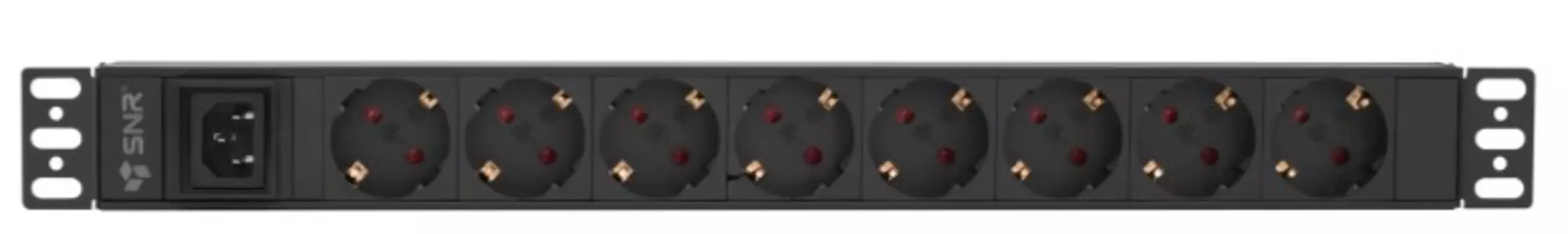 Блок розеток SNR SNR-PDU-8S-C14-0-10L1 серии SNR-PDU базовый на 8xSchuko, без шнура питания с вилкой C14, 10A