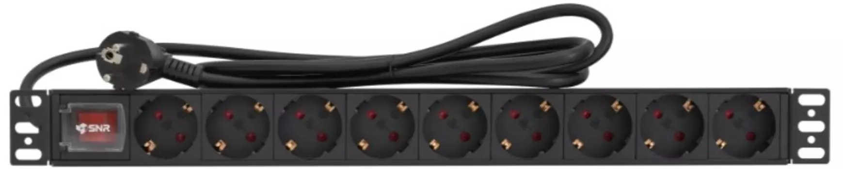 Блок розеток SNR SNR-PDU-9S-S-2-MS16L1 серии SNR-PDU базовый на 9хSchuko, шнур питания 2 м 3x1.5 мм? с вилкой Schuko, 16A