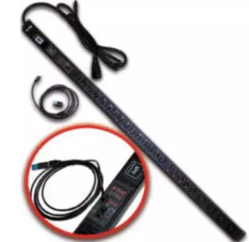 Блок розеток TWT TWT-PDVM-4C9-20C3-C0 вертикальный, 4xC19+20xC13, 250V, 16A, с мониторингом по RS-485, шнур 3 м, вилка C20