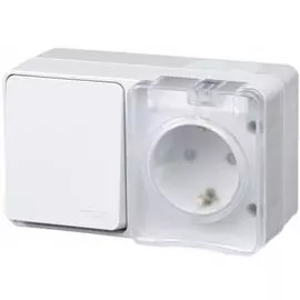 Блок Schneider Electric ATN544074 AtlasDesign PROFI IP54 О/У РОЗ. з/к со шт. 16А 250B, ВЫКЛ.2-клав.10А, антрацит