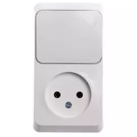 Блок Schneider Electric BPA16-204B розетка б/з + выключатель 1-клавишный бел