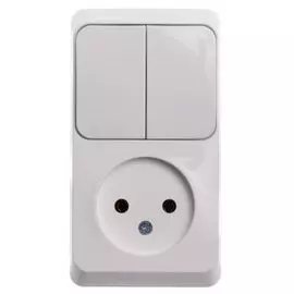 Блок Schneider Electric BPA16-205B розетка б/з + выключатель 2-клавишный бел