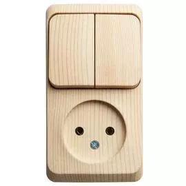 Блок Schneider Electric BPA16-205D розетка б/з + выключатель 2-клавишный сосна