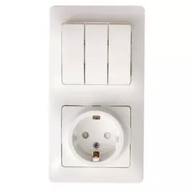 Блок Schneider Electric GSL000178 розетка с/з со шторками и 3-кл. выключатель бел
