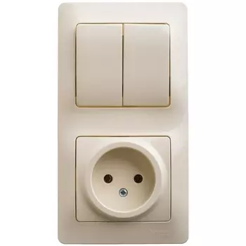 Блок Schneider Electric GSL000272 розетка и 2-кл. выключатель бежевый
