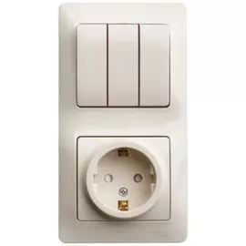 Блок Schneider Electric GSL000278 розетка с/з со шторками и 3-кл. выключатель бежевый