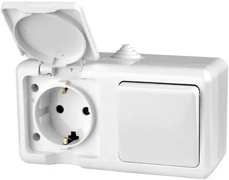 Блок TOKOV ELECTRIC TKL-DT-V1RZ-C01-IP54 ОП Dita (розетка 16А 250В с заземл. + 1-кл. выкл. 10А) IP54 бел