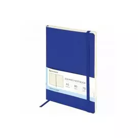 Блокнот BRAUBERG Metropolis Ultra 111017 А5, 148x218 мм, под кожу, 80 л, резинка, клетка, синий