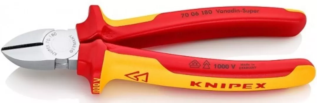 Бокорезы Knipex KN-7006180 VDE L-180мм твердость кромок 62 HRC хром.