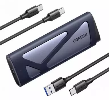 Бокс UGREEN CM767 15813_ внешний для жесткого диска M.2 NVMe/M.2 SATA SSD 10Gbps. Цвет: серый