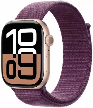 Часы Apple Watch Series 10 GPS 46mm MWWV3 Rose Gold Aluminium Case with Plum Sport Loop