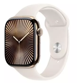 Часы Apple Watch Series 10 GPS + Cellular 46mm MWYY3 Gold Titanium Case with Starlight Sport Band - M/L