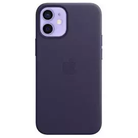 Чехол Apple Leather Case with MagSafe MJYQ3ZE/A для iPhone 12 mini, deep violet