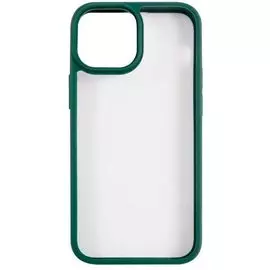 Чехол Usams US-BH768 УТ000028114 пластиковый, прозрачный для iPhone 13 mini, с цветным силиконовым краем, темно-зеленый (IP13JX02)