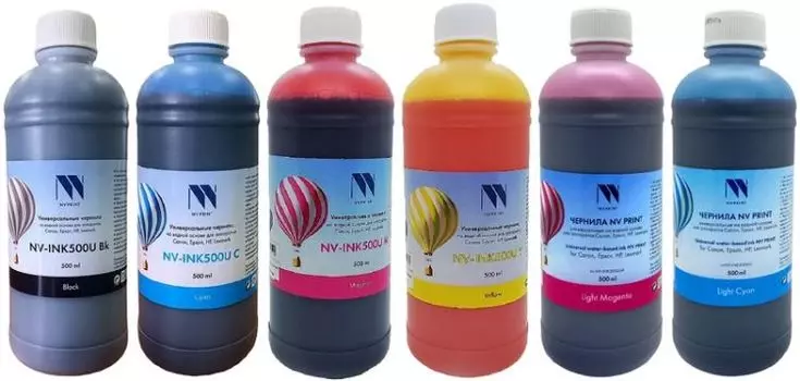 Чернила NVP NV-INK500U6 универсальные на водной основе, комплект 6 цветов по 500 мл
