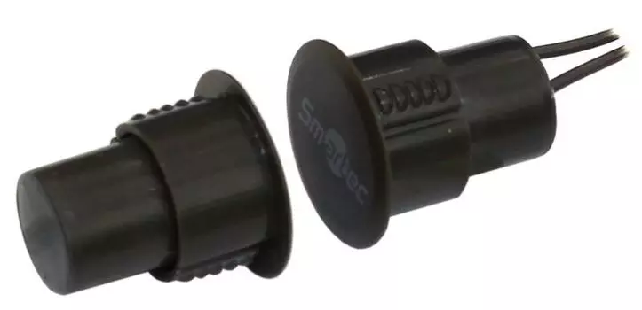 Датчик Smartec ST-DM030NCNO-BR магнитоконтактный, НЗ/НР, коричневый, врезной для металлических дверей, зазор 35 мм