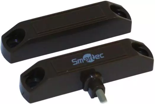 Датчик Smartec ST-DM125NC-BR магнитоконтактный, НЗ, коричневый, накладной для деревянных дверей, зазор 25 мм