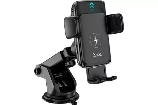 Держатель автомобильный Hoco S35 6931474761361 беспровод. зарядка, присоска/воздуховод, черный