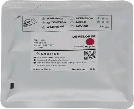 Девелопер CET CET171039 IU-214M для KONICA MINOLTA Bizhub C227/C287 (CET) Magenta, 170г, 90000 стр.