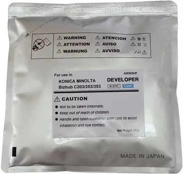 Картридж CET Девелопер для KONICA MINOLTA Bizhub C200/C203/C253/C353 (CET) Cyan, 250г/пак, 75000 стр., CET6824