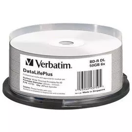 Диск BD-R Verbatim 43750 50Gb 6x Cake Box (25шт) Double Layer Printable (43750)