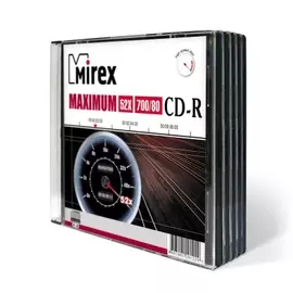 Диск CD-R Mirex 201243 700 Mb, 52х, Maximum, Slim Case, 5шт