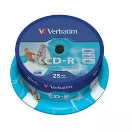 Диск CD-R Verbatim 43439 700МБ, 80 мин., 52x, 25 шт., Cake Box, Printable, DL+