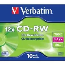 Диск CD-RW Verbatim 43148 700МБ, 80 мин., 8-12x, 10 шт., Jewel Case, DL+