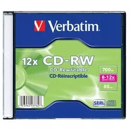 Диск CD-RW Verbatim 43762 700Mb 8-12x Slim case (1шт)
