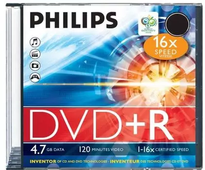 Диск DVD+R Philips DR4S6S01F/97 4.7 Gb, 16x, Slim Case, 1шт