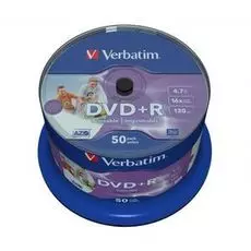 Диск DVD+R Verbatim 43512 4.7ГБ, 16x, 50 шт., Cake Box, Printable