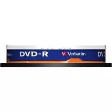 Диск DVD-R Verbatim 43523 4.7ГБ, 16x, 10 шт., Cake Box, Matte Silver