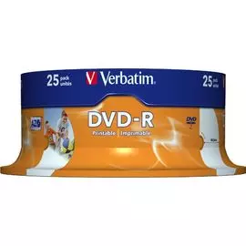 Диск DVD-R Verbatim 43538 4.7ГБ, 16x, 25шт., Photo Printable, Cake Box