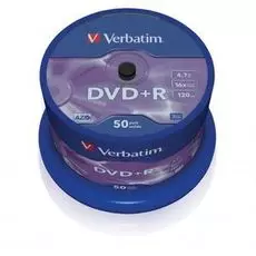 Диск DVD+R Verbatim 43550 4.7ГБ, 16x, 50 шт., Cake Box