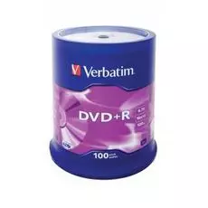 Диск DVD+R Verbatim 43551 4.7ГБ, 16x, 100 шт., Cake Box