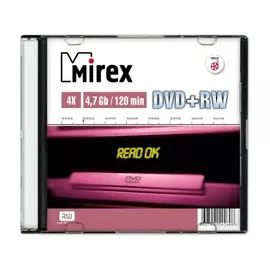 Диск DVD+RW Mirex 202608 4.7 Gb, 4x, Slim Case, 1шт
