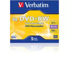 Диск DVD+RW Verbatim 43229 5шт., Jewel Case, Silver, SERL