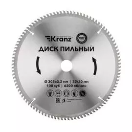 Диск KRANZ KR-92-0136 пильный 305 мм х 100 зуб х 32/30 мм