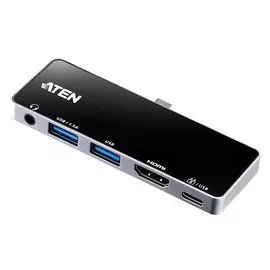 Док-станция Aten UH3238-AT 5 портов:USB 3.2 Gen 1 (2x тип A+тип C)+HDMl+3.5mm jack, ~, питание от шины, ~, (одиночн.подкл.макс.разр.3840x2160 60 Hz пр