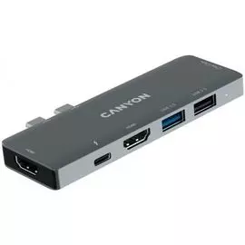 Док-станция Canyon DS-05B USB Type-C, 2*HDMI, USB-A 3.0, USB-A 2.0, TF, SD, темно-серый