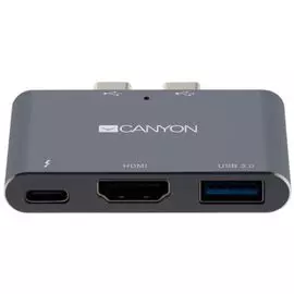 Док-станция Canyon DS-1 CNS-TDS01DG USB-A 3.0, HDMI 4K, Thunderbolt 3, 100W, черно-серый