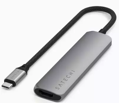 Док-станция Satechi ST-P4SM 4-IN-1 USB-C SLIM MULTIPORT ADAPTER 4K, SPACE GRAY