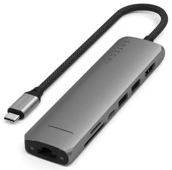 Док-станция Satechi ST-P7SM 7-IN-1 USB-C SLIM MULTIPORT ADAPTER WITH ETHERNET