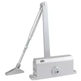 Доводчик ATIS DC-602 OH Silver дверной верхнего расположения, накладного монтажа, классический макс.вес двери 40кг; макс. ширина двери 850мм