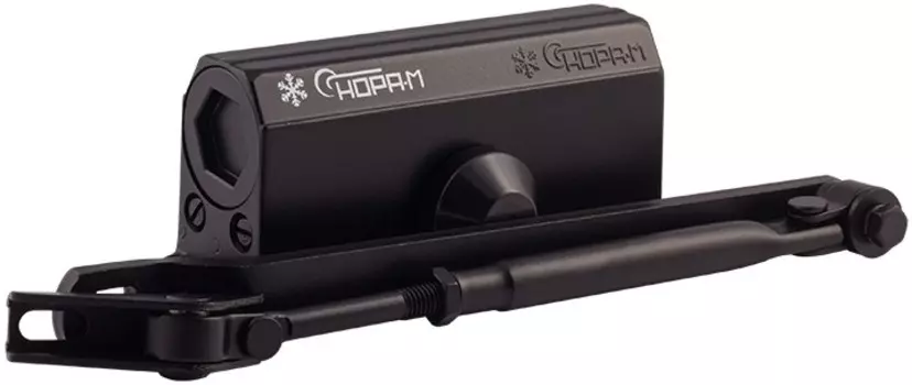 Доводчик НОРА-М 2S-F дверной морозостойкий с фиксацией - Черный